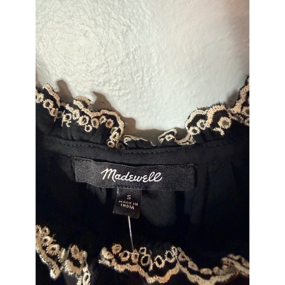 Madewell Embroidered Scalloped Tank Jet black Small NWT - Picture 6 of 8